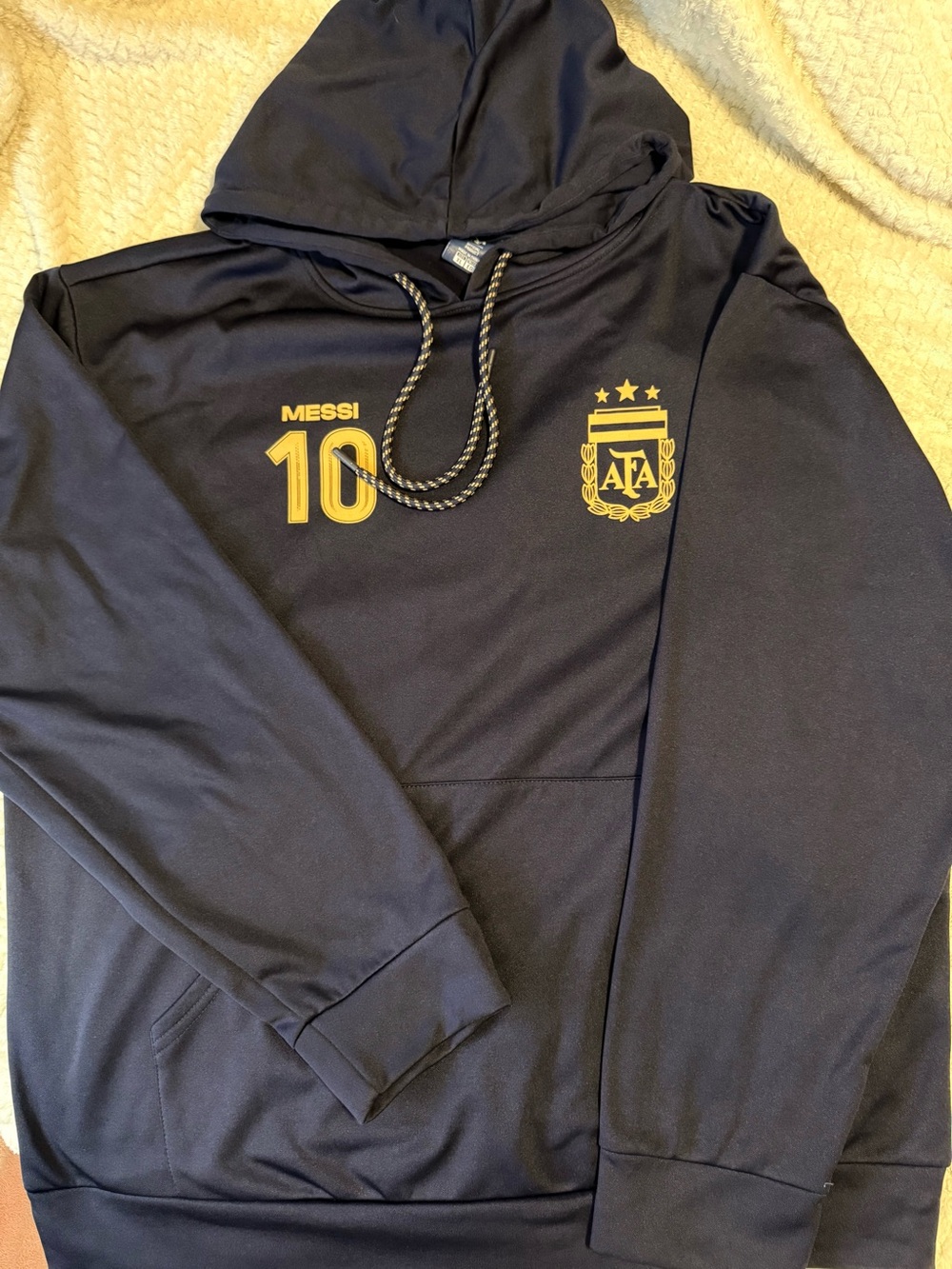 Messi 10 Argentina AFA Navy Hoodie - Gold Crest #Messi